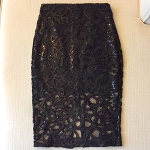 Sequin Lace Pencil Skirt